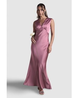 Oasis Satin Maxi Bridesmaid Dress - Red