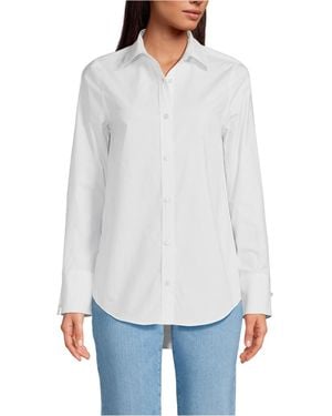 Lands' End Poplin Tie Sleeve Shirt - White