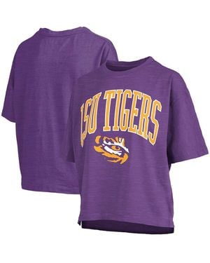 Pressbox Lsu Tigers Nelson Arch Over Logo Waist Length Oversized Slub T-shirt - Purple