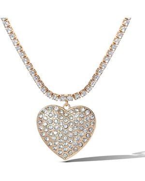 Jessica Simpson Tone Heart Pendant Link Chain Necklace - White