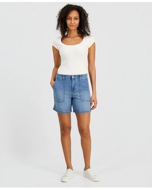 Style & Co. High-rise Utility Pocket Denim Shorts - Blue