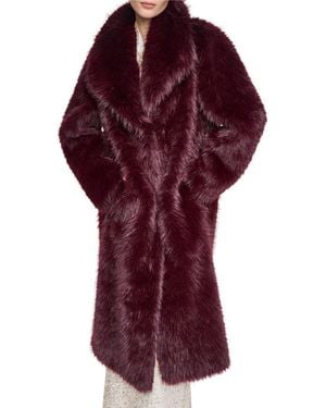Halston Collared Faux Fur Coat