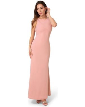 Bebe Twist Back Boatneck Gown - Pink