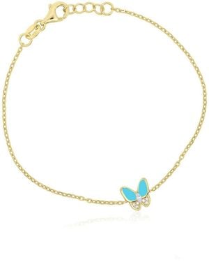The Lovery Adjustable Turquoise Cubic Zirconia Gold-tone Butterfly Bracelet - Metallic