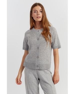 Chinti & Parker Lightweight Wool-cashmere Button-front Tee - Gray