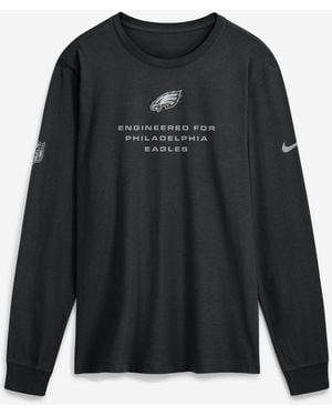 Nike Philadelphia Eagles Sideline Bold Arch Star Dri-fit Long Sleeve T-shirt - Black