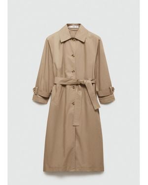 Mango Shirt Collar Cotton Trench Coat - Natural