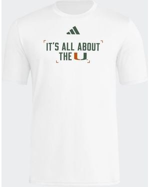 adidas Miami Hurricanes Locker Slogan Football Pre-game T-shirt - White