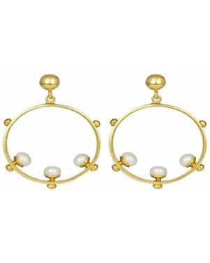 Ottoman Hands Aristea Bead Hoop Earrings - Metallic
