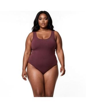Calypsa Plus Size Mila One-piece Swimsuit With Built-in Bra And Tummy Control - Red