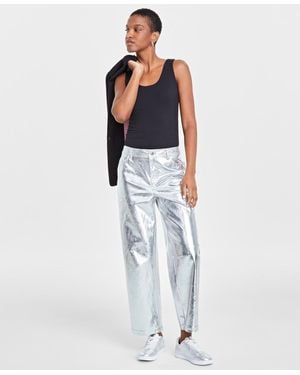 On 34th Metallic Faux-leather Pants - White