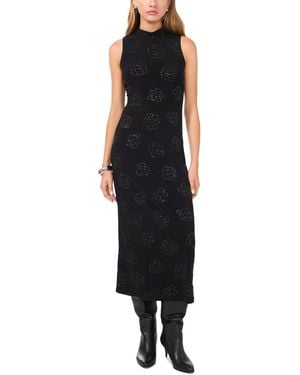 1.STATE Embellished Mock Neck Sleeveless Midi Dress - Black