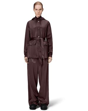 Rains Tie-waist Snap-front Hooded Rain Coat - White
