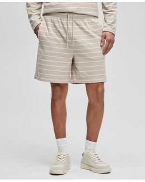 Mode Of One Horizontal-stripe Terry Shorts - Natural