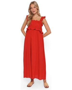 Petal & Pup Ross Frill Strap Maxi Dress - Red