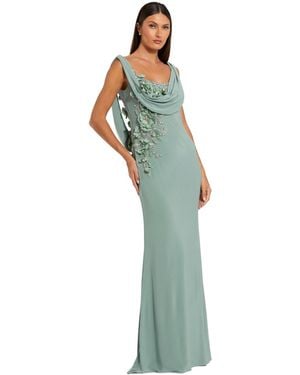 Mac Duggal Sleeveless Jersey Cowl Neck Gown With Beading - Green