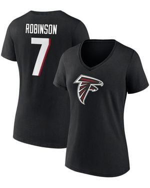 Fanatics Bijan Robinson Atlanta Falcons Icon Name And Number V-neck T-shirt - Black
