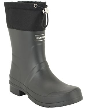 Tommy Hilfiger Dryzzle Plaid Rain Boots - Black
