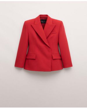 Mango Fitted Double-breasted Blazer - Red