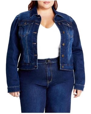 City Chic Plus Size Kira Denim Jacket - Blue
