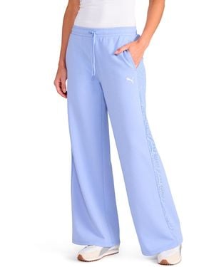 PUMA Lace Detail Wide Leg Mid Rise Pants - Blue