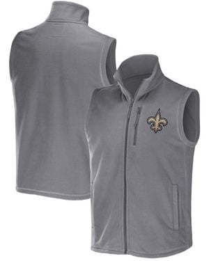 Fanatics Nfl X Darius Rucker Collection By Gray New Orleans Saints Polar Fleece Full-zip Vest