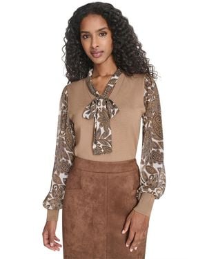 Tommy Hilfiger Mixed Media Paisley Sweater - Brown