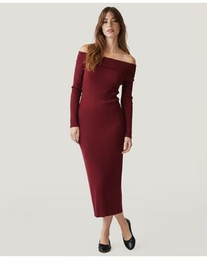 NAADAM Cashmino Off The Shoulder Sweater Dress - Red