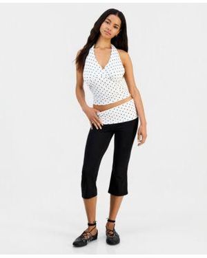 Just Polly Cropped Halter Top Fold Over leggings - White