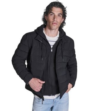Converse Lightweight Hooded Bib Puffer Jacket - Black
