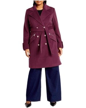 City Chic Plus Size Gillian Coat - Blue
