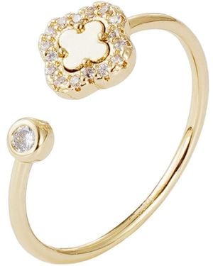 Adornia Cz Open Band Clover Ring - Metallic