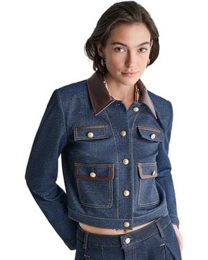 BCBGMAXAZRIA Denim Trucket Cropped Jacket - Blue