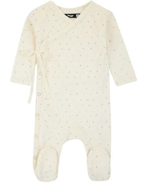 NoggiWear Kids Velour Dot Pattern Wrap Footie - White