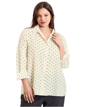 Avenue Plus Size Button Front Blouse - White