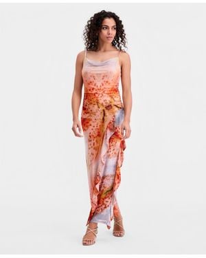 BarIII Ruffled Sleeveless Dress - Red