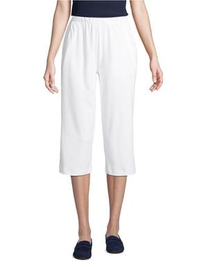 Lands' End Plus Size Sport Knit High Rise Elastic Waist Pull On Capri Pants - White