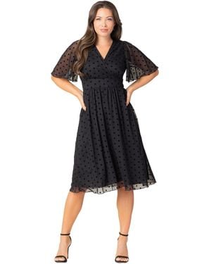 Kiyonna Margot Mesh Fit & Flare Cocktail Dress - Black