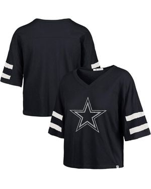 '47 Dallas Cowboys Premier Scout Cropped V-neck T-shirt - Black