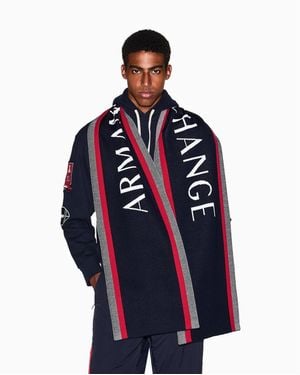 ARMANI EXCHANGE | Wool Wording Scrf - Blue