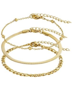 Adornia Tarnish Resistant Set Of 3 Chain Bracelets - Metallic