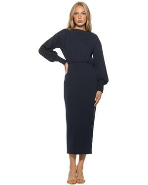Alexia Admor Sorrel Boatneck Blouson Ottoman-fabric Midi Dress - Blue