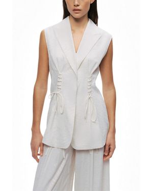 Nocturne Lace-up Waist Tailored Vest - White