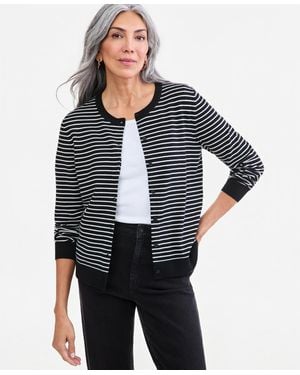 Style & Co. Striped Button-down Cardigan Sweater - Blue