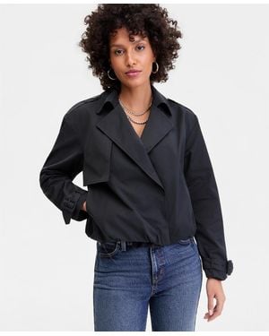 INC International Concepts Bubble-hem Short Trench Coat - Black