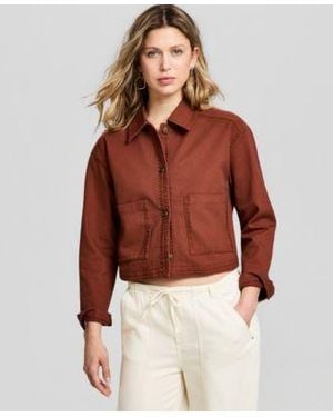 And Now This Now This Whipstitched Cropped Jacket Macys Exclusive - Red