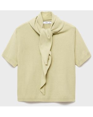 Mango Short Sleeve Scarf Sweater - Metallic