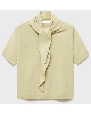 Mango Short Sleeve Scarf Sweater - Metallic