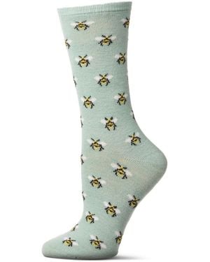 Memoi Bee Cashmere Blend Crew Socks - Green