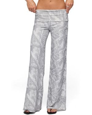Edikted Cammy Wide Leg Foldover Pants - Gray
